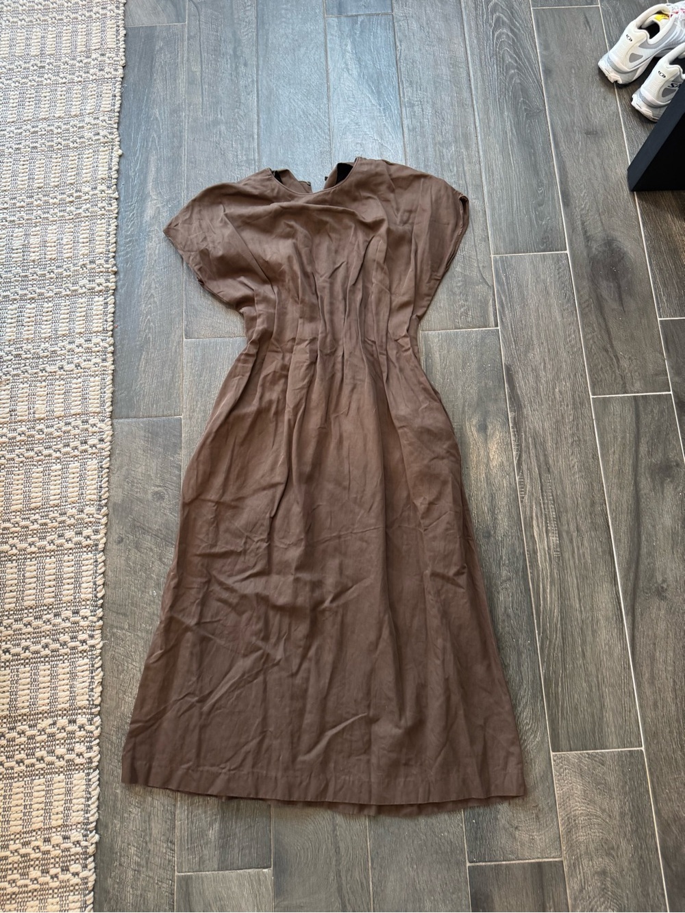 Zara Brown Maxi Dress with Cinched Waist